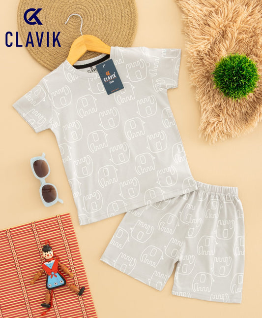 Ash Elephant Print Unisex Co-Ord Set