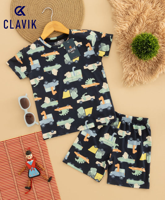 Dino Vehicle Print Unisex Co-Ord Set