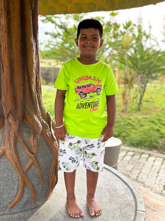 Adventure Green Boys Shorts Set
