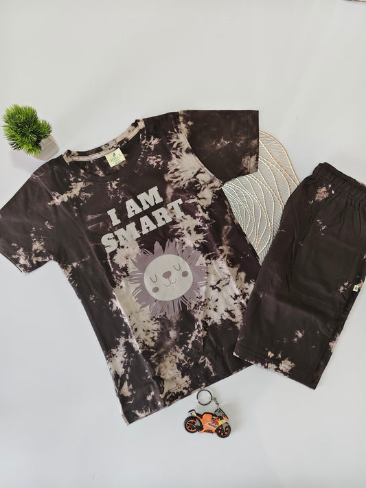 Brown Unisex Die And Tye Short Set