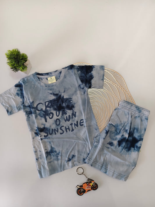 Blue Sun Shine Unisex Die And Tye Short Set