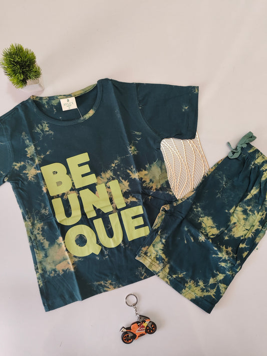 Green Unique Unisex Die And Tye Short Set