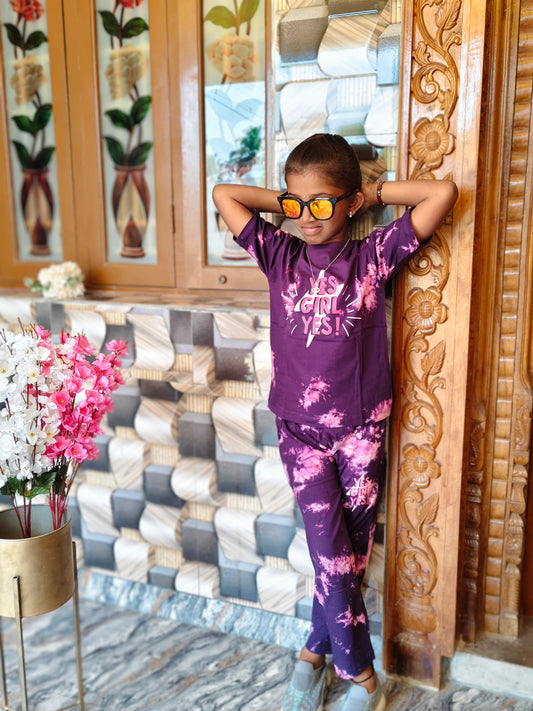 Dark Purple Die And Tye Co Ord Set