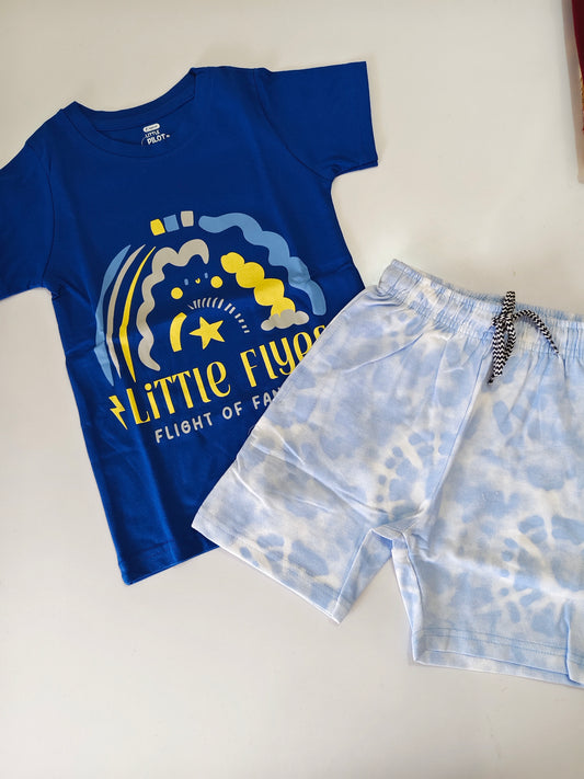 Blue Little Flyes Boys Shorts Set
