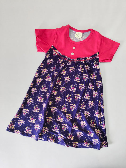 Purple with Pink Magic Button Frock