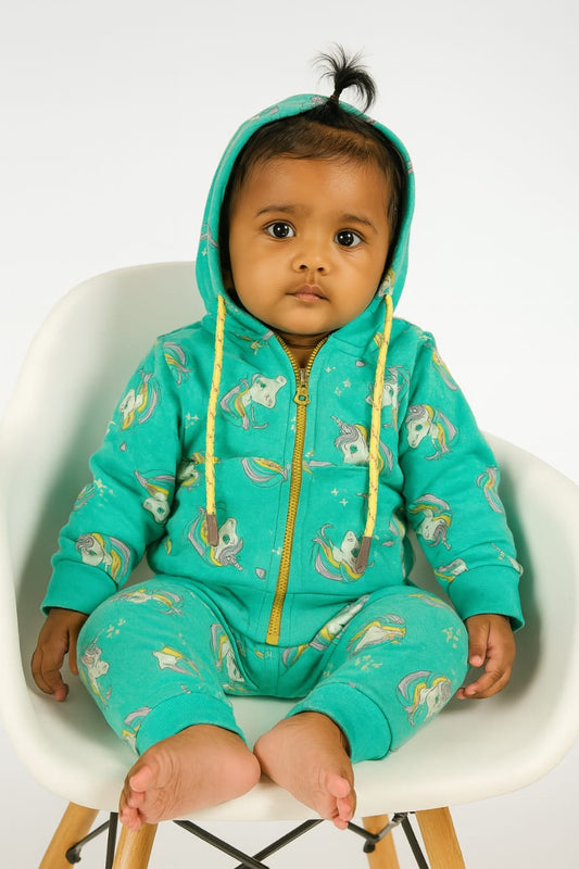 Green unicorn Hoodie set