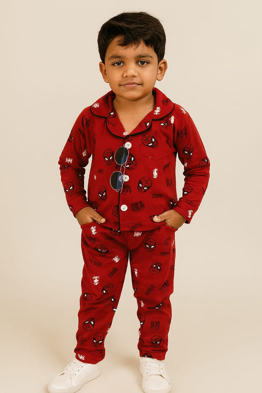 Red spiderman collar night dress