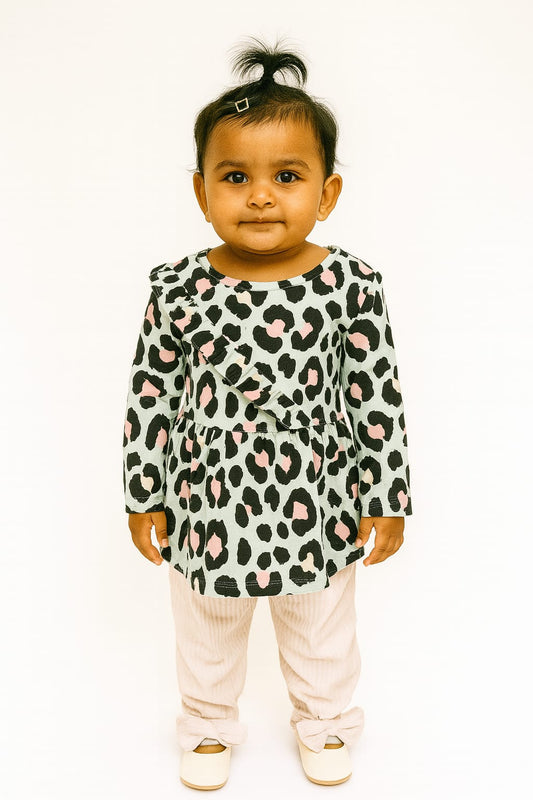 Blue Cheetah Peplum Set