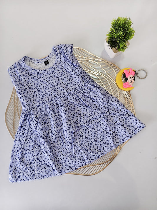 Light Blue Small Flower Baby Frock