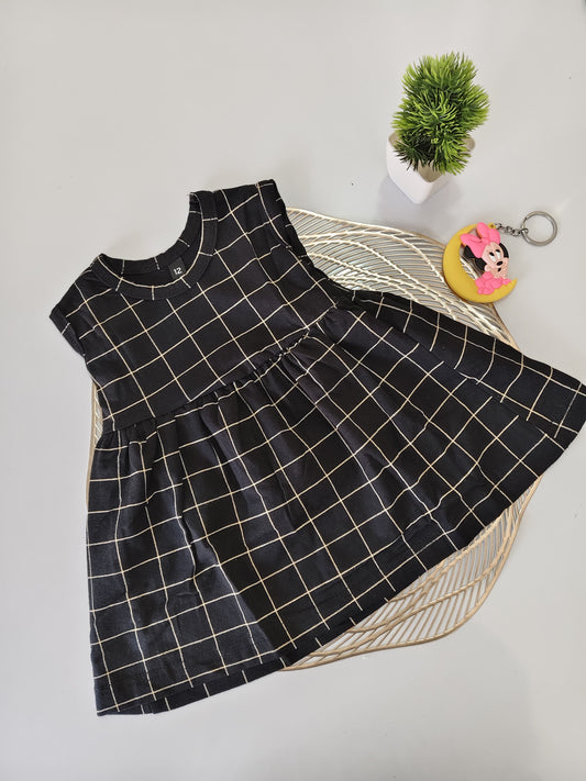Black Checked Baby Frock