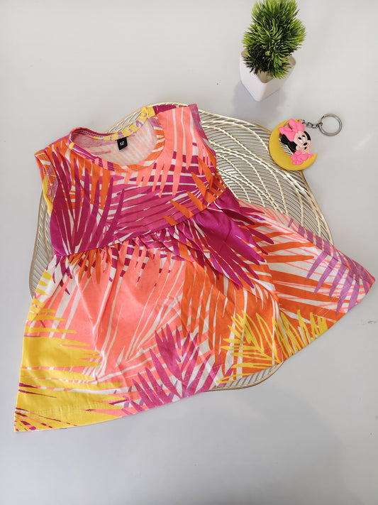 Multicolor Leaf Baby Frock