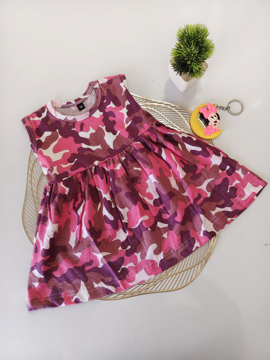 Pink White Purple Baby Frock