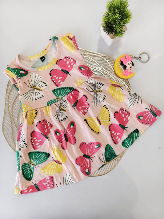 Pink Butterfly Baby Frock