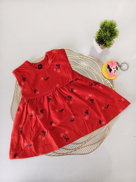 Red Flower Baby Frock
