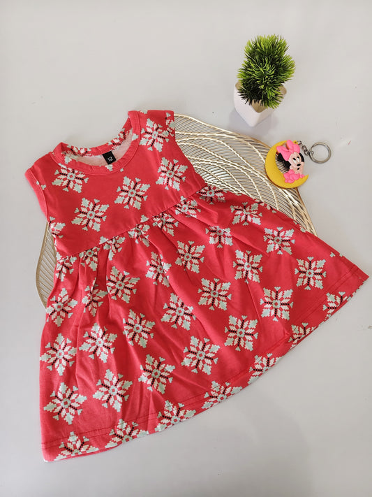 Red Flower Baby Frock
