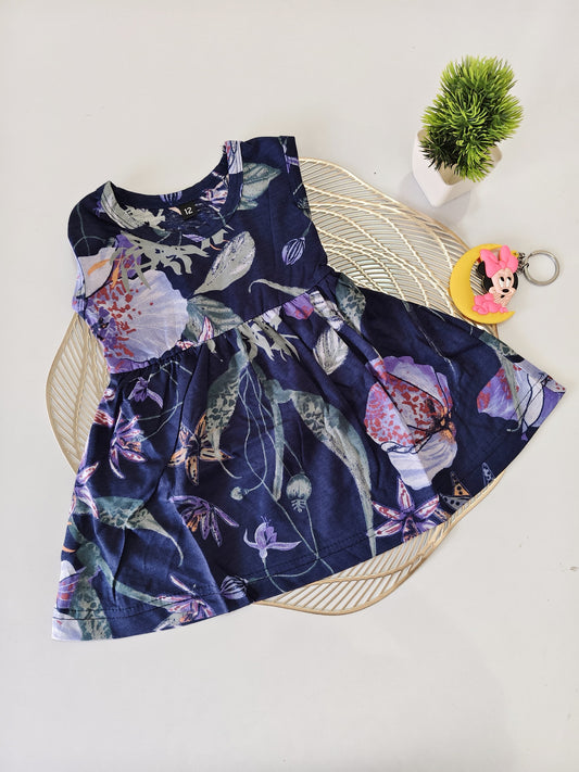 Blue Flower Theme Baby Frock
