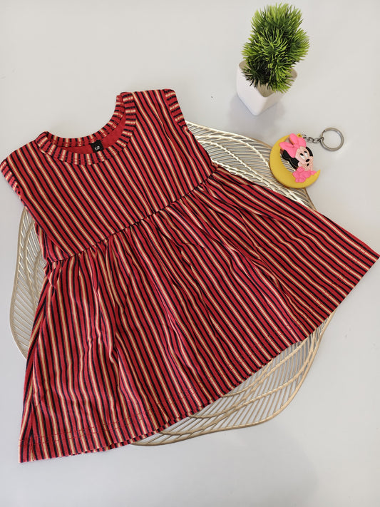 Red Stripes Baby Frock