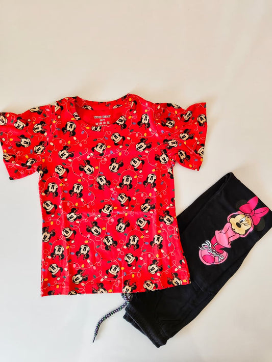 Red Mickey Teens Stylish Tshirt Pant