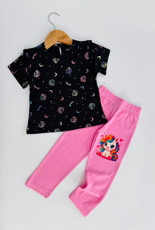 Black Unicorn Baby Stylish Tshirt With Pant