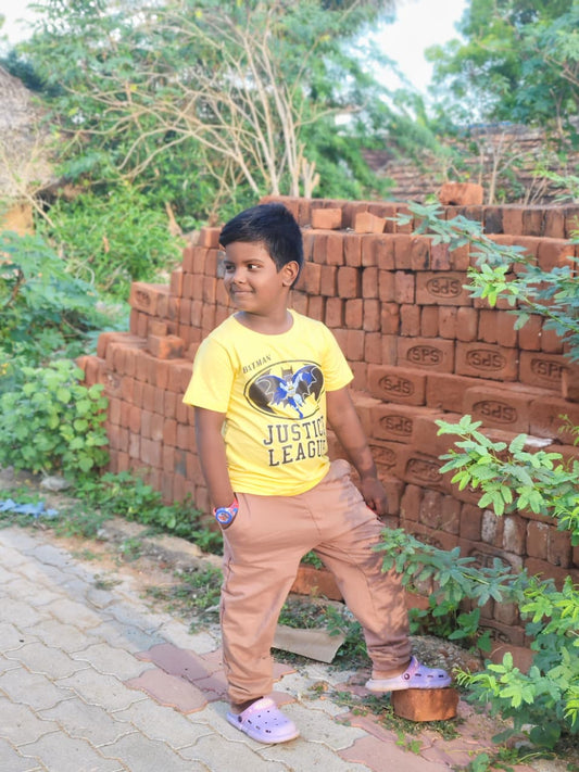 Yellow With Brown Boys Track Pant Set