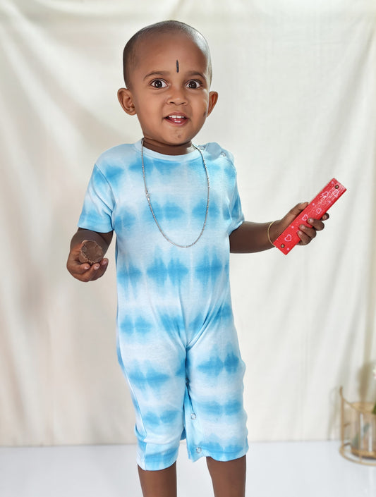 Blue tie and dye romper