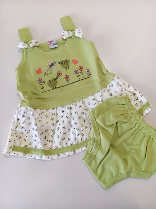 Baby Sleeveless Bow Frock Set