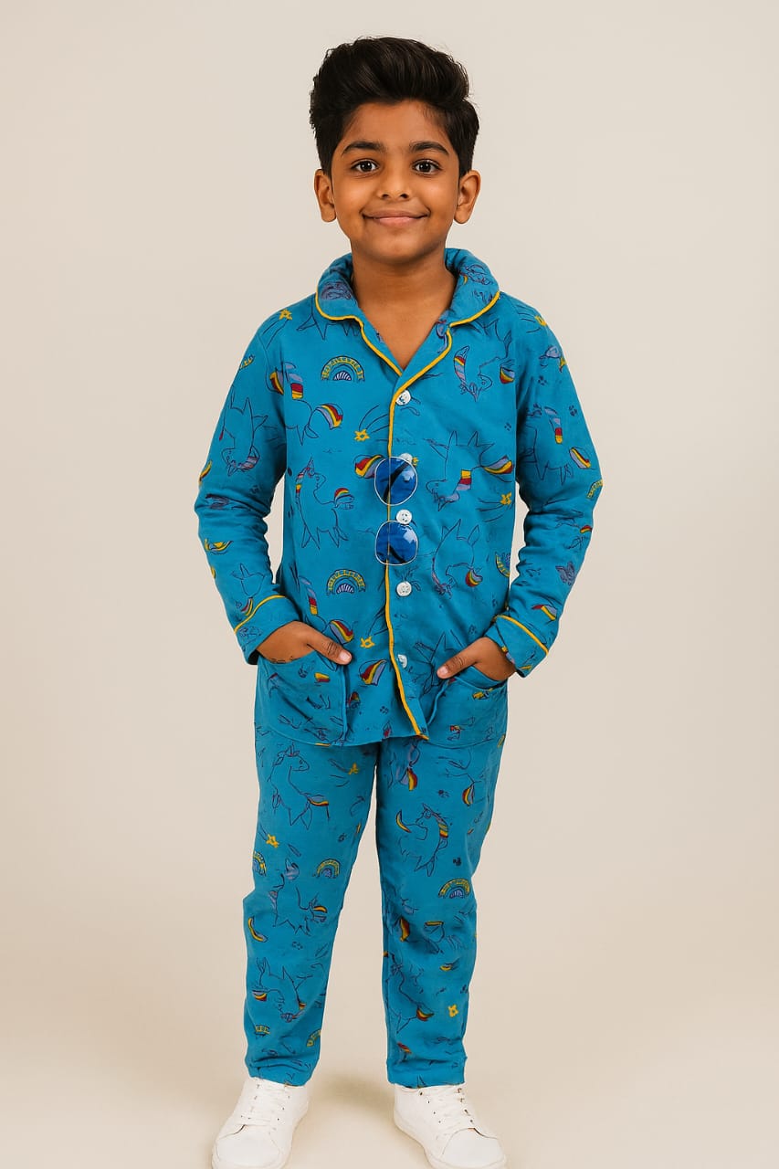Full sleeve collar night suit