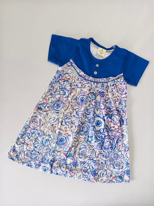 Blue With White Magic Button Frock