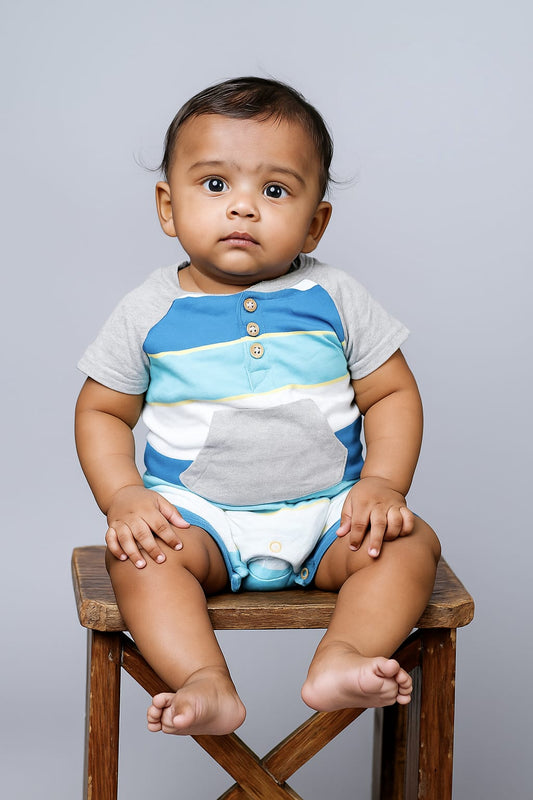 Blue half romper
