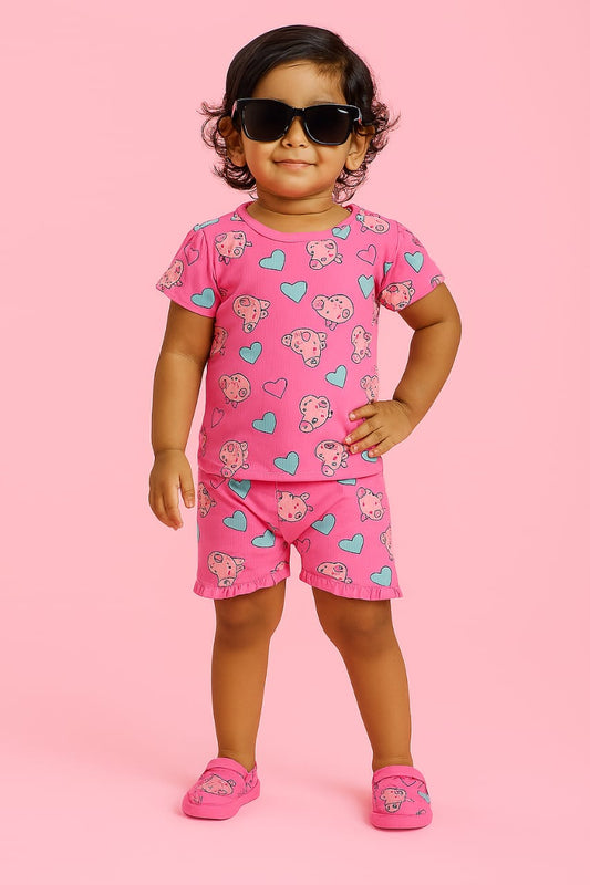 Pink Peppa Big Rib Shorts Set