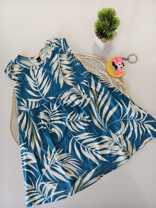 Blue Leaf Baby Frock