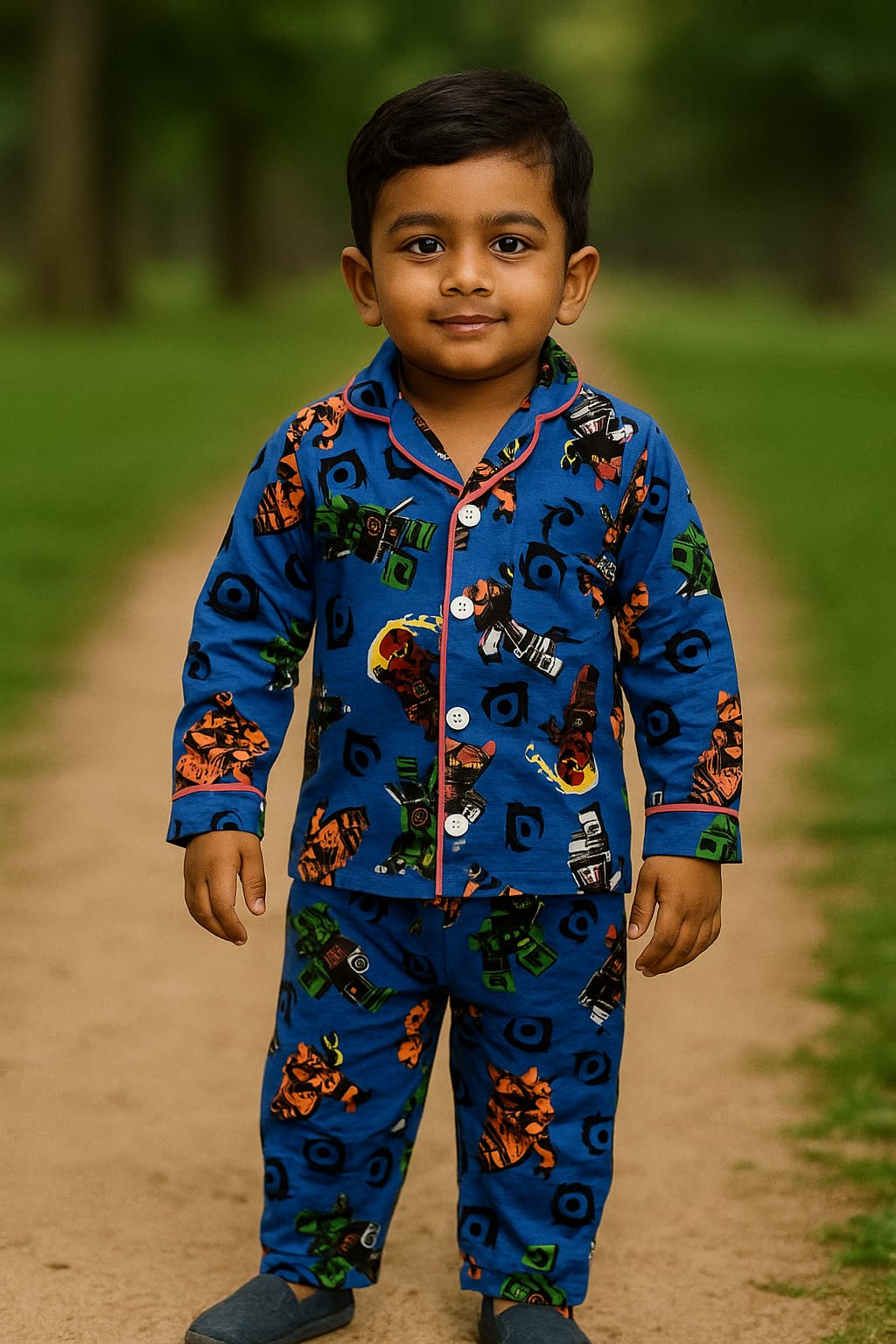 blue avengers collar night dress