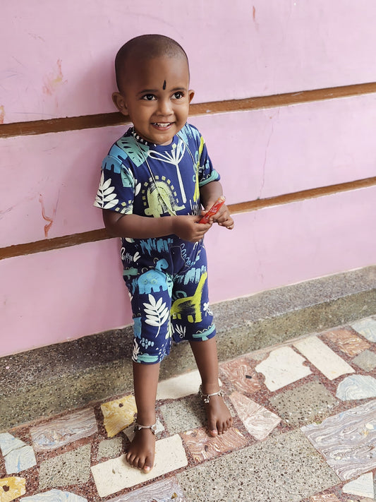 Blue dino romper