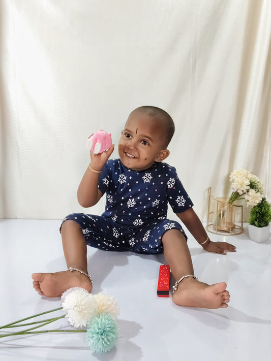 Blue snow romper